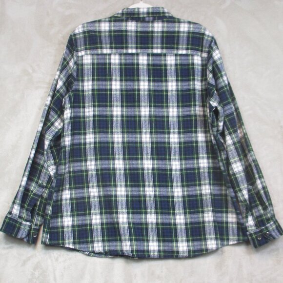LL Bean Women's Scotch Plaid Flannel Shirt Relaxed Fit Size XL Cotton Green Blue - Picture 2 of 8